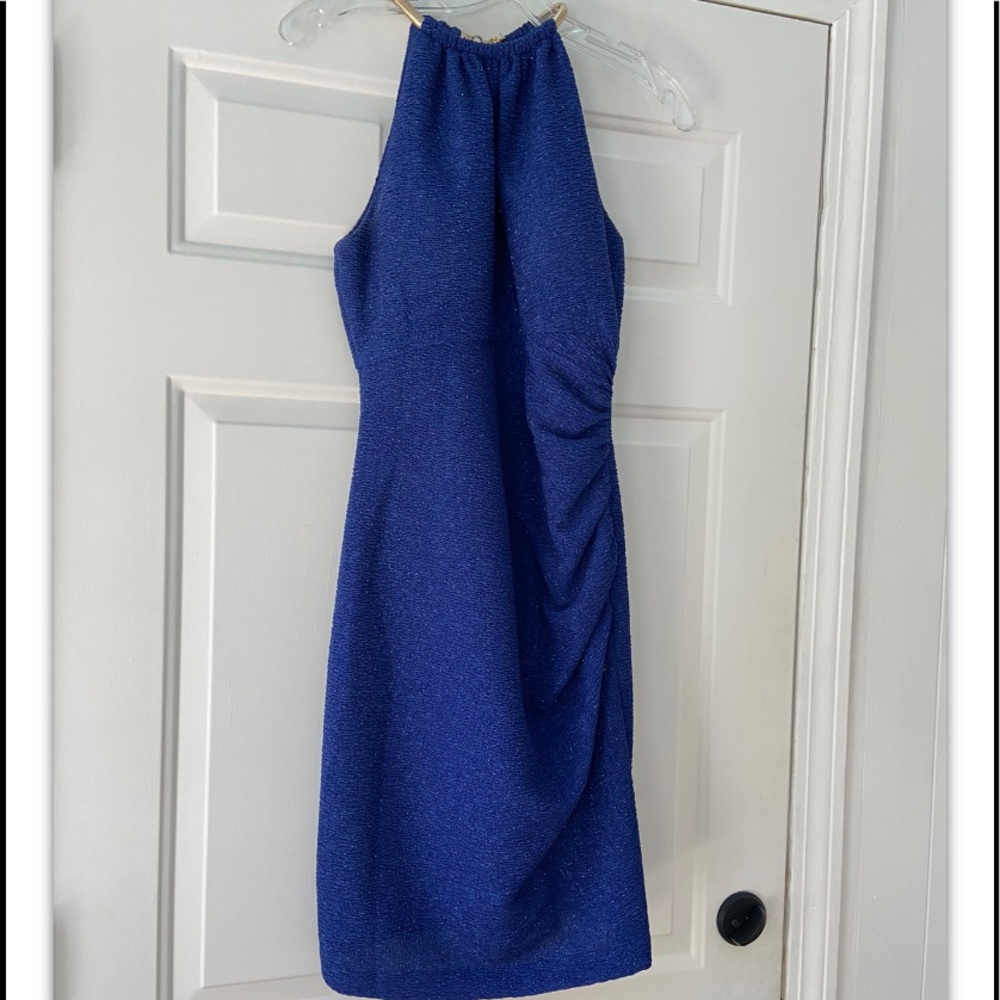 ELIZA J BLUE SPARKLY DRESS. PRE-OWNED. SIZE 4.